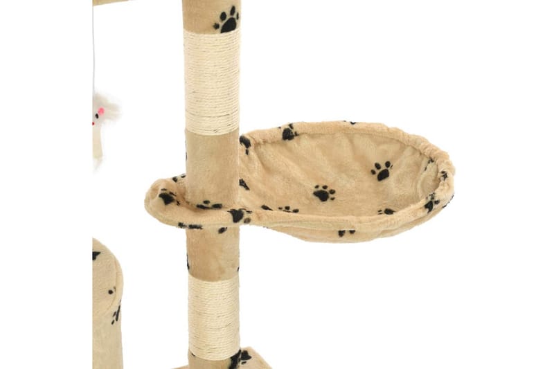 Kissan raapimispuu sisal-pylväillä 138 cm tassunjäljet beige - Beige - Urheilu & vapaa-aika - Eläimille - Kissa - Kissojen kalusteet