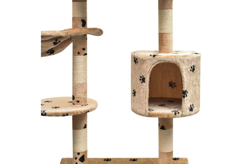 Kissan raapimispuu sisal-pylväillä 125 cm tassunjäljet Beige - Monivärinen - Urheilu & vapaa-aika - Eläimille - Kissa - Kissojen kalusteet