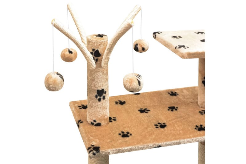 Kissan raapimispuu sisal-pylväillä 125 cm tassunjäljet Beige - Monivärinen - Urheilu & vapaa-aika - Eläimille - Kissa - Kissojen kalusteet