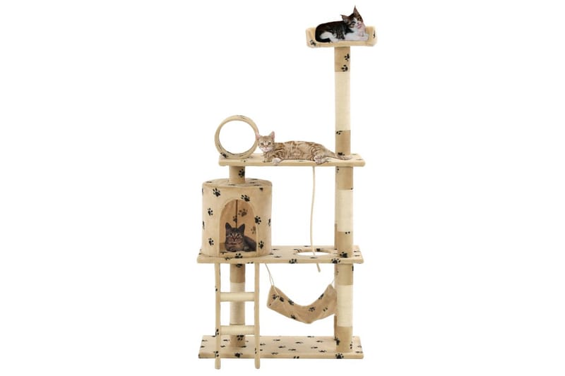 Kissan raapimispuu sisal-pylväillä 140 cm tassunjäljet beige - Beige - Urheilu & vapaa-aika - Eläimille - Kissa - Kissojen kalusteet