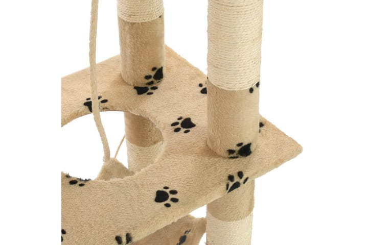 Kissan raapimispuu sisal-pylväillä 140 cm tassunjäljet beige - Beige - Kissojen kalusteet