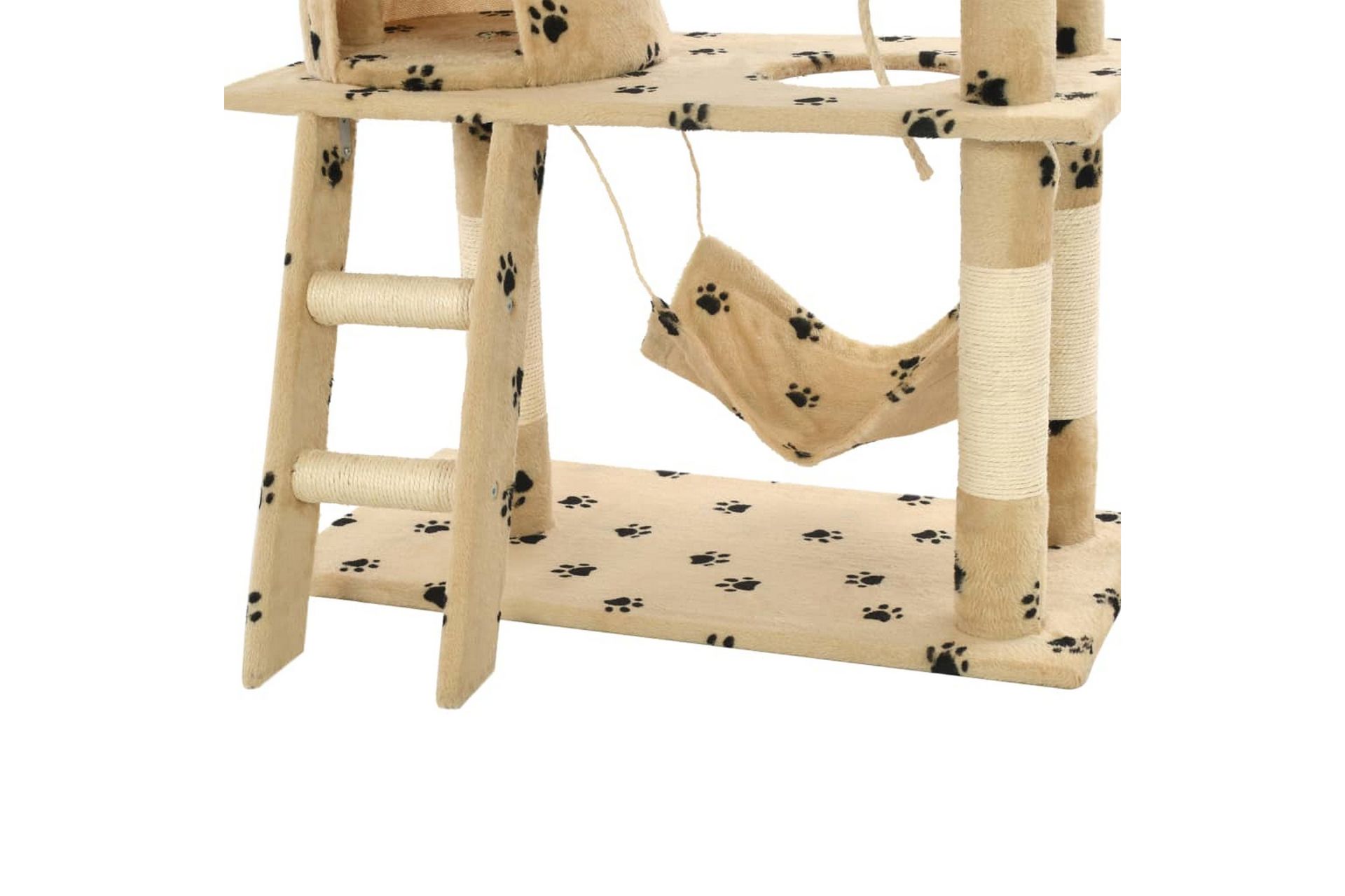 Kissan raapimispuu sisal-pylväillä 140 cm tassunjäljet beige - Beige - Urheilu & vapaa-aika - Eläimille - Kissa - Kissojen kalusteet