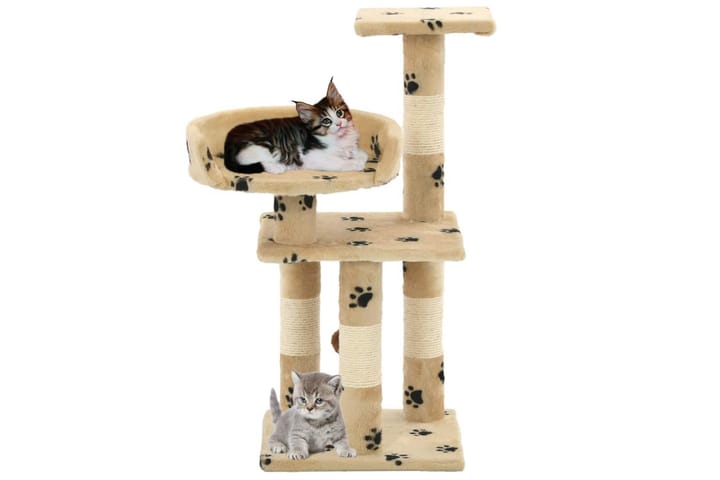 Kissan raapimispuu sisal-pylväillä 65 cm tassunjäljet beige - Beige - Kissojen kalusteet