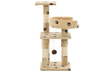 Kissan raapimispuu sisal-pylväillä 65 cm tassunjäljet beige - Beige - Urheilu & vapaa-aika - Eläimille - Kissa - Kissojen kalusteet