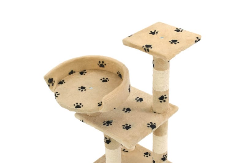 Kissan raapimispuu sisal-pylväillä 65 cm tassunjäljet beige - Beige - Urheilu & vapaa-aika - Eläimille - Kissa - Kissojen kalusteet
