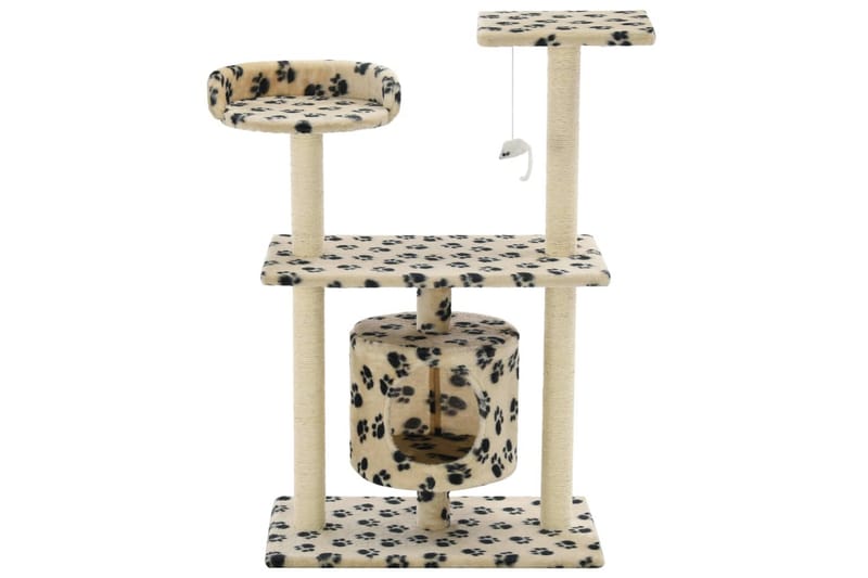 Kissan raapimispuu sisal-pylväillä 95 cm tassunjäljet beige - Beige - Urheilu & vapaa-aika - Eläimille - Kissa - Kissojen kalusteet