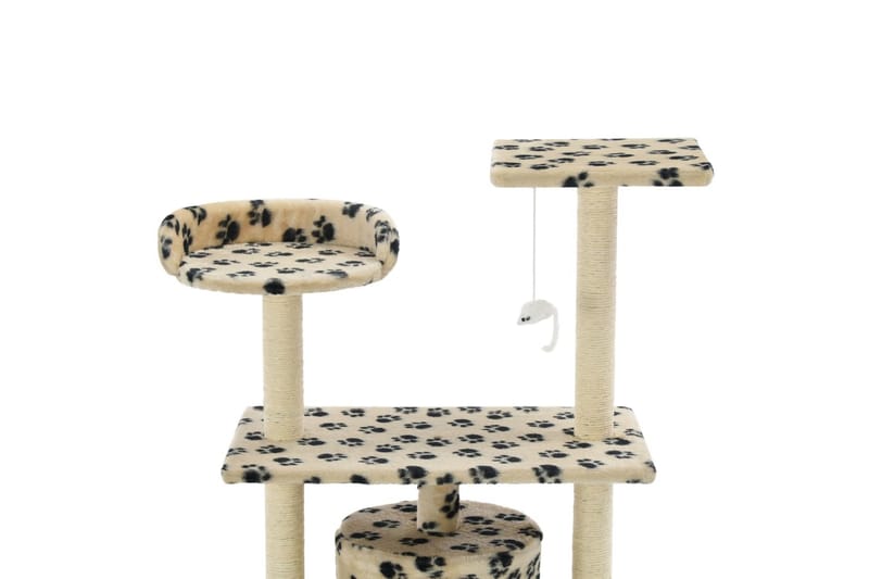 Kissan raapimispuu sisal-pylväillä 95 cm tassunjäljet beige - Beige - Urheilu & vapaa-aika - Eläimille - Kissa - Kissojen kalusteet