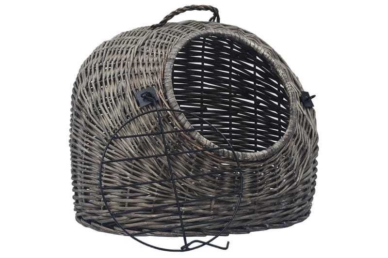 Kissan kuljetuskori harmaa 45x35x35 cm luonnollinen paju - Urheilu & vapaa-aika - Eläimille - Kissa - Kuljetuslaatikko & kantolaukku