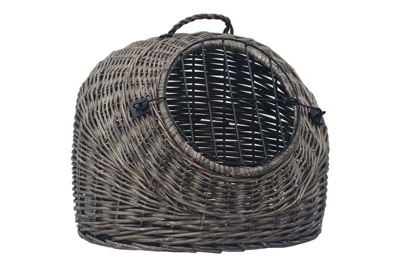 Kissan kuljetuskori harmaa 45x35x35 cm luonnollinen paju - Urheilu & vapaa-aika - Eläimille - Kissa - Kuljetuslaatikko & kantolaukku