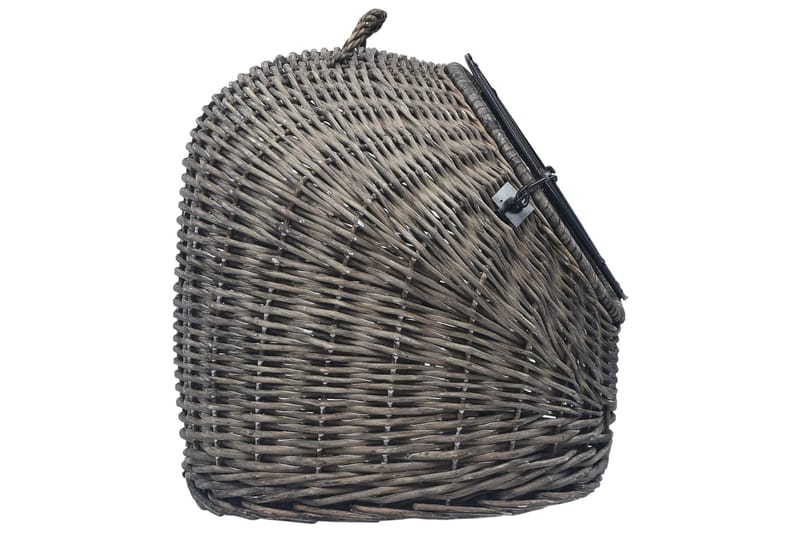 Kissan kuljetuskori harmaa 45x35x35 cm luonnollinen paju - Urheilu & vapaa-aika - Eläimille - Kissa - Kuljetuslaatikko & kantolaukku