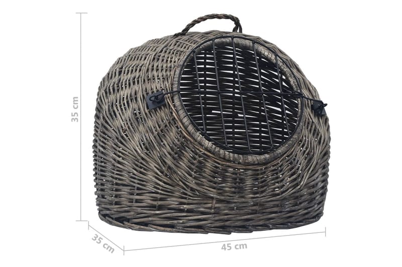 Kissan kuljetuskori harmaa 45x35x35 cm luonnollinen paju - Urheilu & vapaa-aika - Eläimille - Kissa - Kuljetuslaatikko & kantolaukku