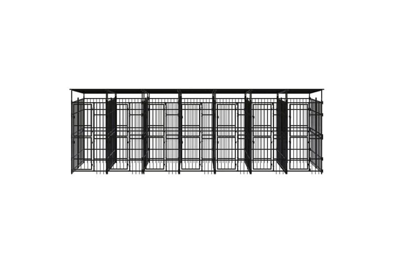 Koiran ulkohäkki katolla teräs 12,9 m² - Musta - Urheilu & vapaa-aika - Eläimille - Koira - Koirien kalusteet