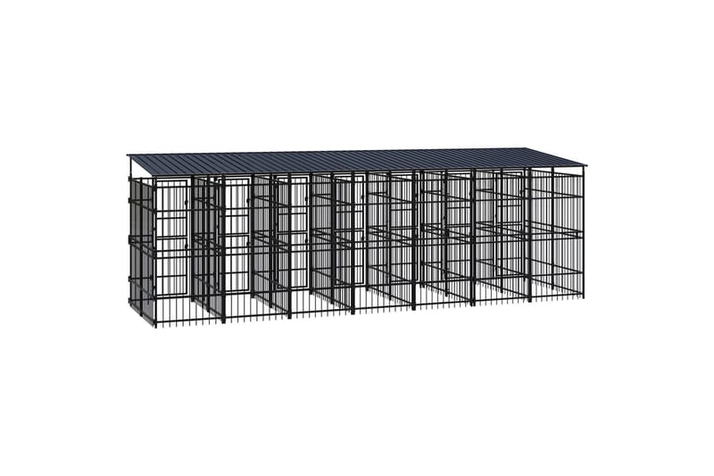 Koiran ulkohäkki katolla teräs 12,9 m² - Musta - Urheilu & vapaa-aika - Eläimille - Koira - Koirien kalusteet