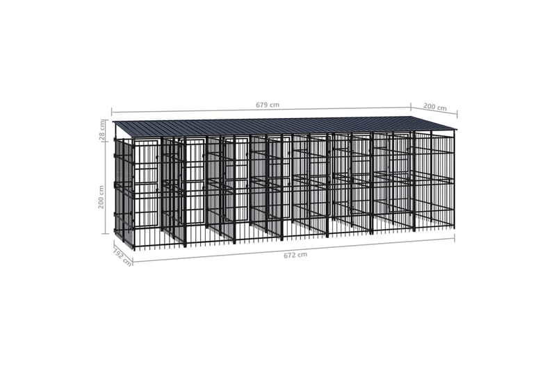 Koiran ulkohäkki katolla teräs 12,9 m² - Musta - Urheilu & vapaa-aika - Eläimille - Koira - Koirien kalusteet