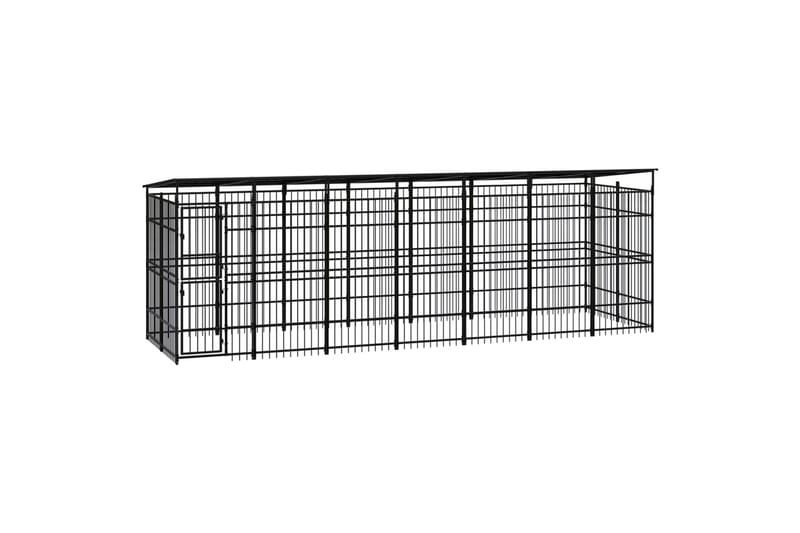 Koiran ulkohäkki katolla teräs 12,9 m² - Musta - Urheilu & vapaa-aika - Eläimille - Koira - Koiraportti & koira-aitaus