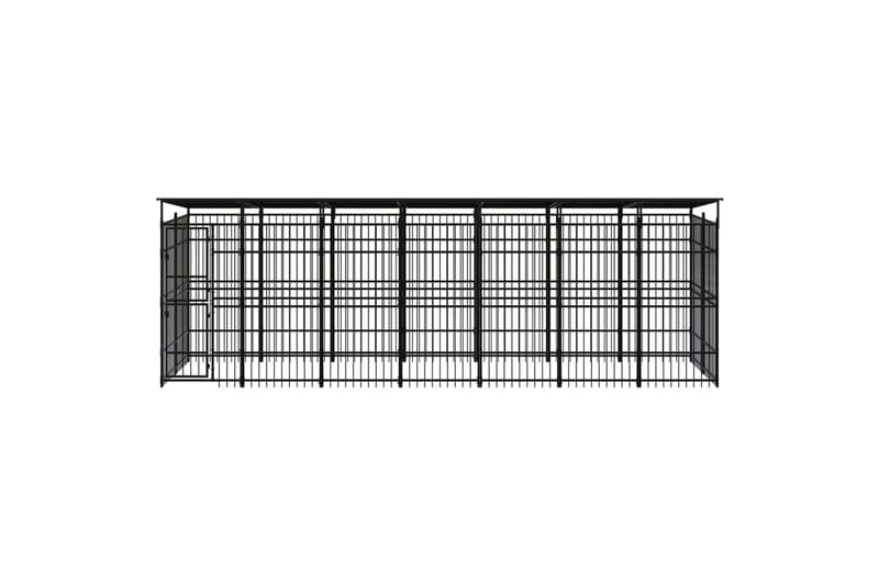 Koiran ulkohäkki katolla teräs 12,9 m² - Musta - Urheilu & vapaa-aika - Eläimille - Koira - Koiraportti & koira-aitaus