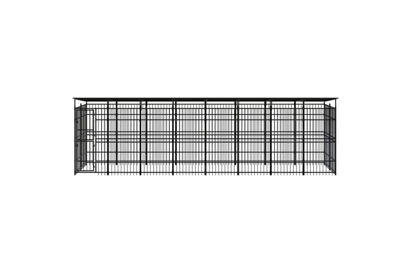 Koiran ulkohäkki katolla teräs 14,75 m² - Musta - Urheilu & vapaa-aika - Eläimille - Koira - Koirien kalusteet