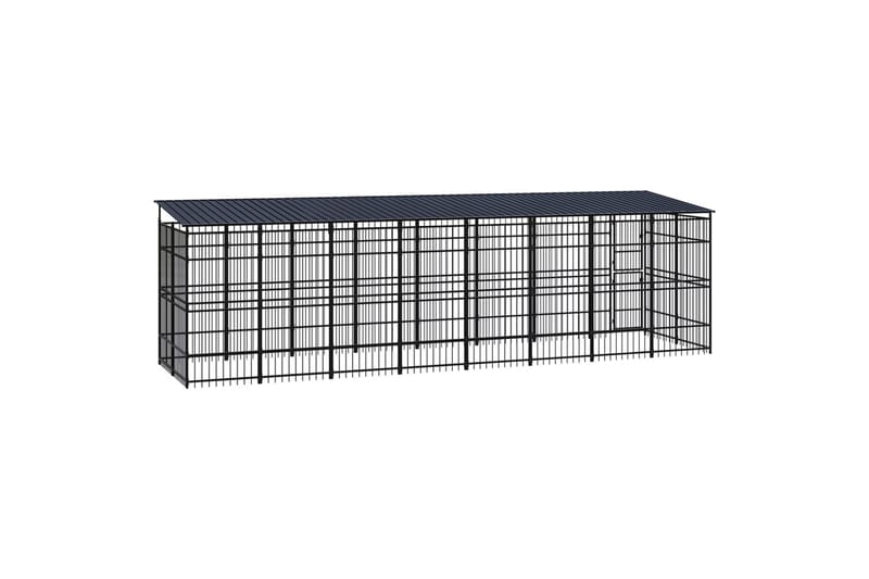 Koiran ulkohäkki katolla teräs 14,75 m² - Musta - Urheilu & vapaa-aika - Eläimille - Koira - Koirien kalusteet