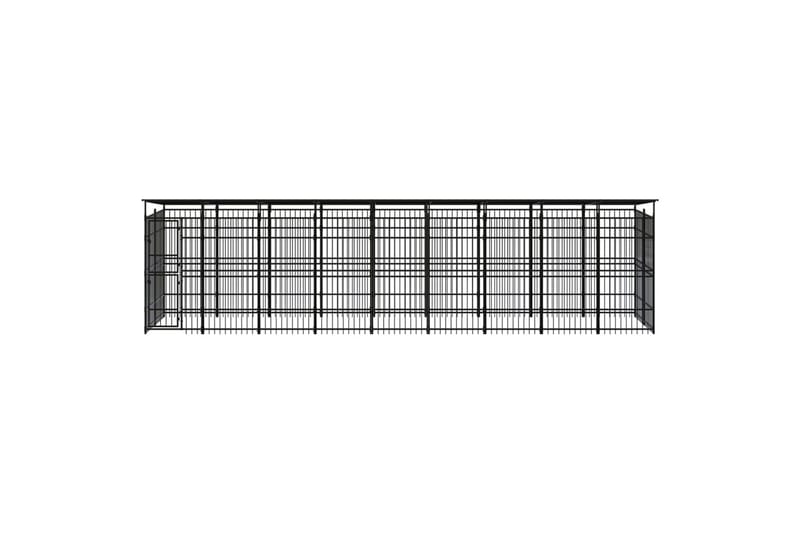 Koiran ulkohäkki katolla teräs 16,59 m² - Musta - Urheilu & vapaa-aika - Eläimille - Koira - Koiraportti & koira-aitaus