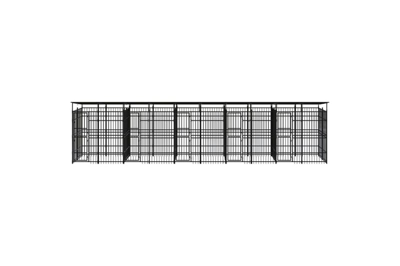 Koiran ulkohäkki katolla teräs 18,43 m² - Musta - Urheilu & vapaa-aika - Eläimille - Koira - Koirien kalusteet