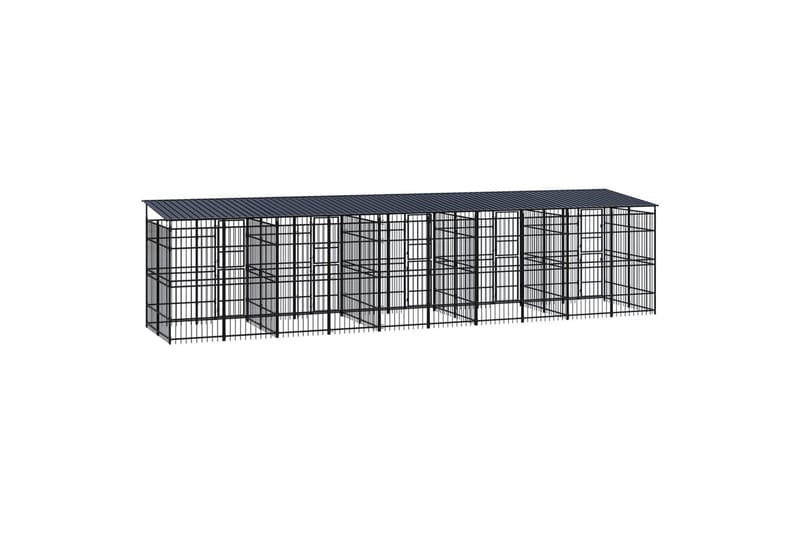 Koiran ulkohäkki katolla teräs 18,43 m² - Musta - Urheilu & vapaa-aika - Eläimille - Koira - Koirien kalusteet