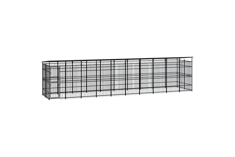 Koiran ulkohäkki katolla teräs 18,43 m² - Musta - Urheilu & vapaa-aika - Eläimille - Koira - Koiraportti & koira-aitaus