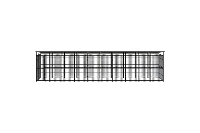 Koiran ulkohäkki katolla teräs 18,43 m² - Musta - Urheilu & vapaa-aika - Eläimille - Koira - Koiraportti & koira-aitaus