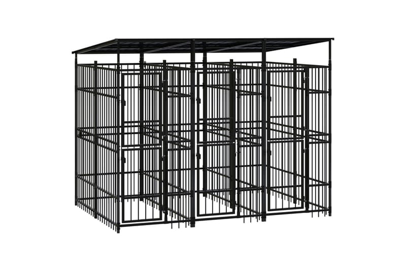 Koiran ulkohäkki katolla teräs 5,53 m² - Musta - Urheilu & vapaa-aika - Eläimille - Koira - Koirien kalusteet