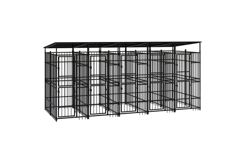 Koiran ulkohäkki katolla teräs 9,22 m² - Musta - Urheilu & vapaa-aika - Eläimille - Koira - Koirien kalusteet