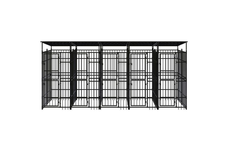 Koiran ulkohäkki katolla teräs 9,22 m² - Musta - Urheilu & vapaa-aika - Eläimille - Koira - Koirien kalusteet