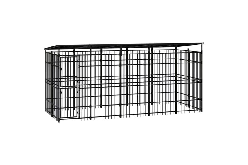 Koiran ulkohäkki katolla teräs 9,22 m² - Musta - Urheilu & vapaa-aika - Eläimille - Koira - Koirien kalusteet