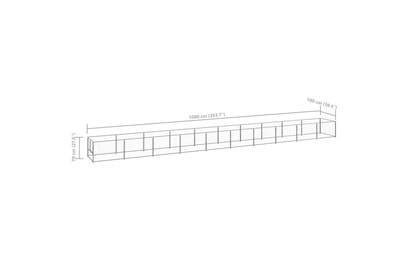 Koiranhäkki hopea 10 m² teräs - Hopea - Urheilu & vapaa-aika - Eläimille - Koira - Koiraportti & koira-aitaus