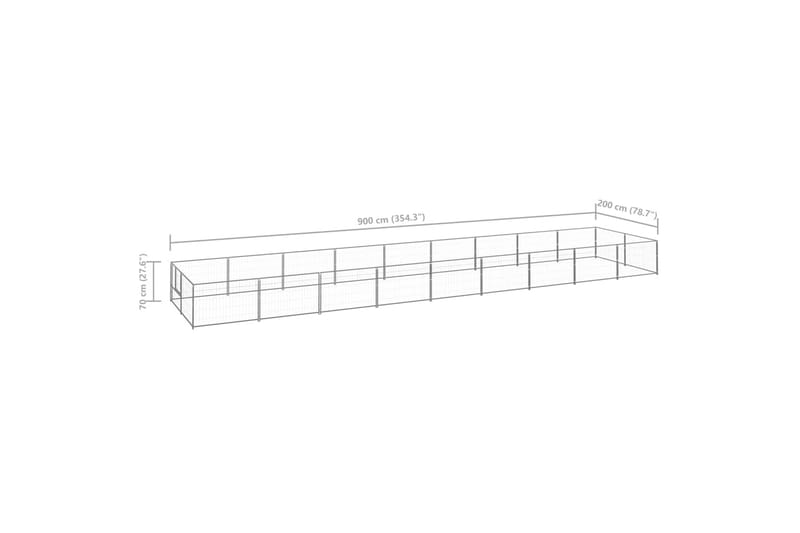 Koiranhäkki hopea 18 m² teräs - Hopea - Urheilu & vapaa-aika - Eläimille - Koira - Koiraportti & koira-aitaus