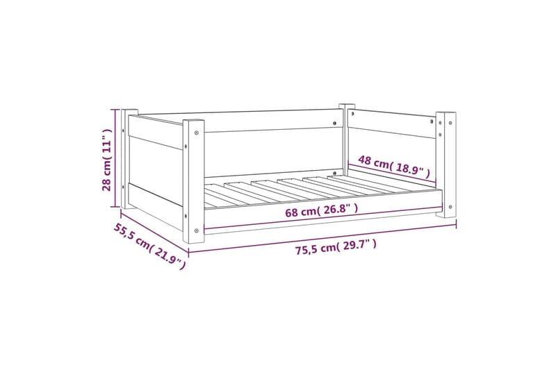 beBasic Koiransänky 75,5x55,5x28 cm täysi mänty - Ruskea - Urheilu & vapaa-aika - Eläimille - Koira - Koirien kalusteet - Koiran peti & koiran sänky