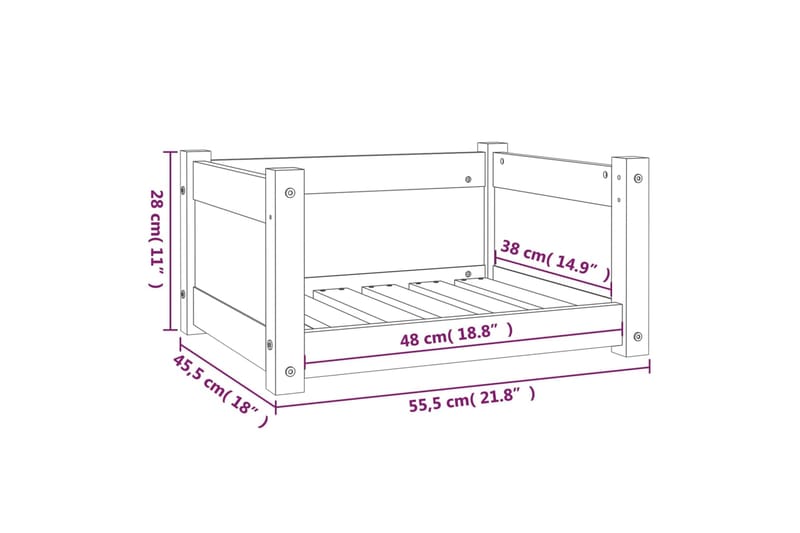 beBasic Koiransänky harmaa 55,5x45,5x28 cm täysi mänty - Harmaa - Koiran peti & koiran sänky - Koirien kalusteet