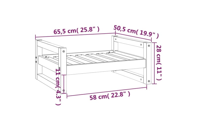 beBasic Koiransänky harmaa 65,5x50,5x28 cm täysi mänty - Harmaa - Koiran peti & koiran sänky - Koirien kalusteet