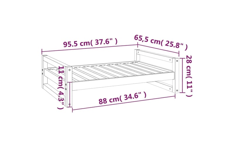 beBasic Koiransänky harmaa 95,5x65,5x28 cm täysi mänty - Harmaa - Koiran peti & koiran sänky - Koirien kalusteet