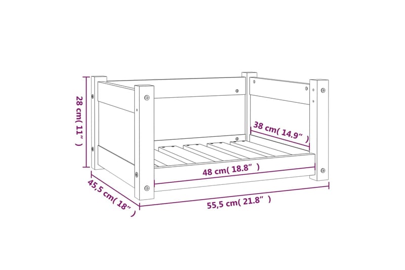 beBasic Koiransänky hunajanruskea 55,5x45,5x28 cm täysi mänty - Ruskea - Koiran peti & koiran sänky - Koirien kalusteet