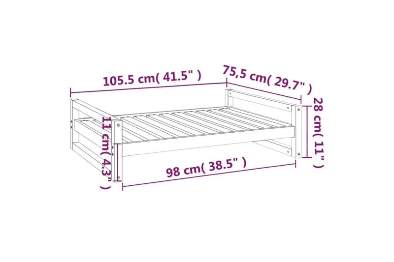 beBasic Koiransänky musta 105,5x75,5x28 cm täysi mänty - Musta - Koiran peti & koiran sänky - Koirien kalusteet