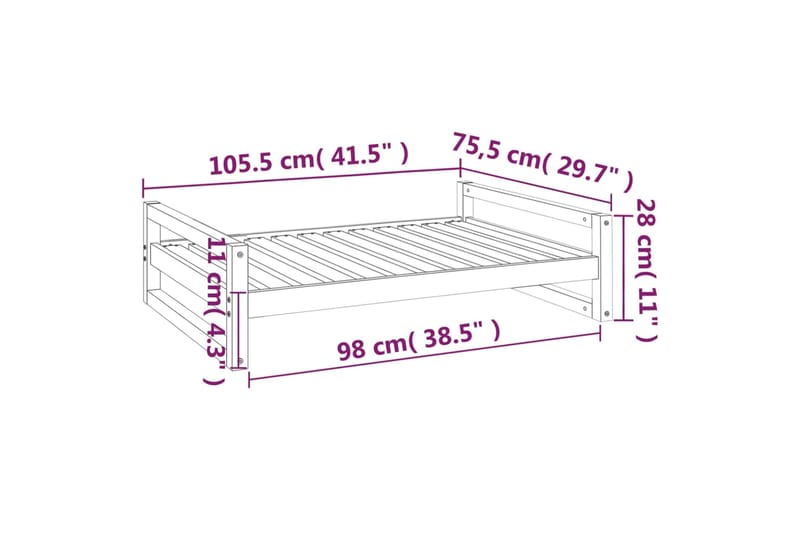 beBasic Koiransänky valkoinen 105,5x75,5x28 cm täysi mänty - Valkoinen - Urheilu & vapaa-aika - Eläimille - Koira - Koirien kalusteet - Koiran peti & koiran sänky