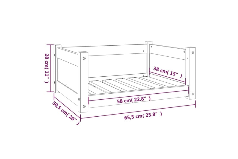 beBasic Koiransänky valkoinen 65,5x50,5x28 cm täysi mänty - Valkoinen - Urheilu & vapaa-aika - Eläimille - Koira - Koirien kalusteet - Koiran peti & koiran sänky