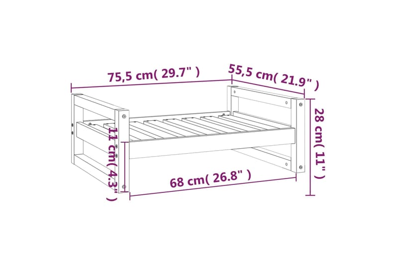 beBasic Koiransänky valkoinen 75,5x55,5x28 cm täysi mänty - Valkoinen - Urheilu & vapaa-aika - Eläimille - Koira - Koirien kalusteet - Koiran peti & koiran sänky