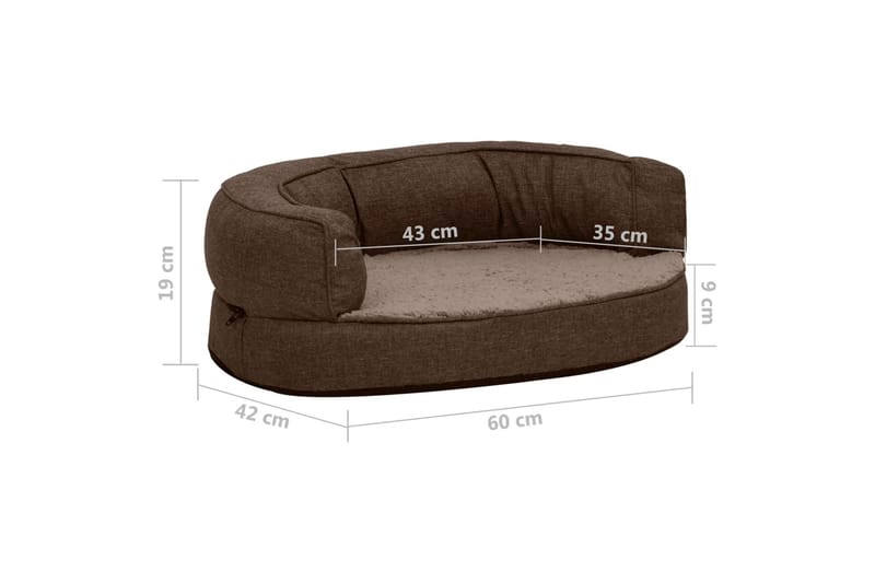 Ergonominen koiransängyn patja 60x42 cm pellavatyyli ruskea - Ruskea - Urheilu & vapaa-aika - Eläimille - Koira - Koirien kalusteet - Koiran peti & koiran sänky