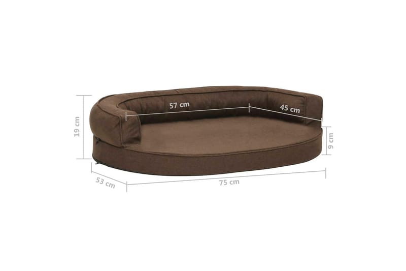 Ergonominen koiransängyn patja 75x53 cm pellavatyyli ruskea - Ruskea - Urheilu & vapaa-aika - Eläimille - Koira - Koirien kalusteet - Koiran peti & koiran sänky