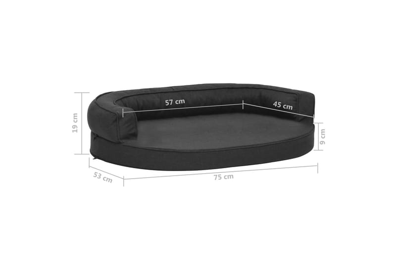 Ergonominen koiransängyn patja 75x53 cm pellavatyyli musta - Musta - Urheilu & vapaa-aika - Eläimille - Koira - Koirien kalusteet - Koiran peti & koiran sänky