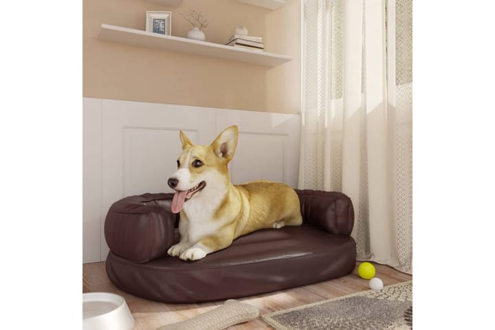 Ergonominen vaahtomuovi koiransänky ruskea 60x42 cm keinonah - Ruskea - Koirien kalusteet - Koiran peti & koiran sänky