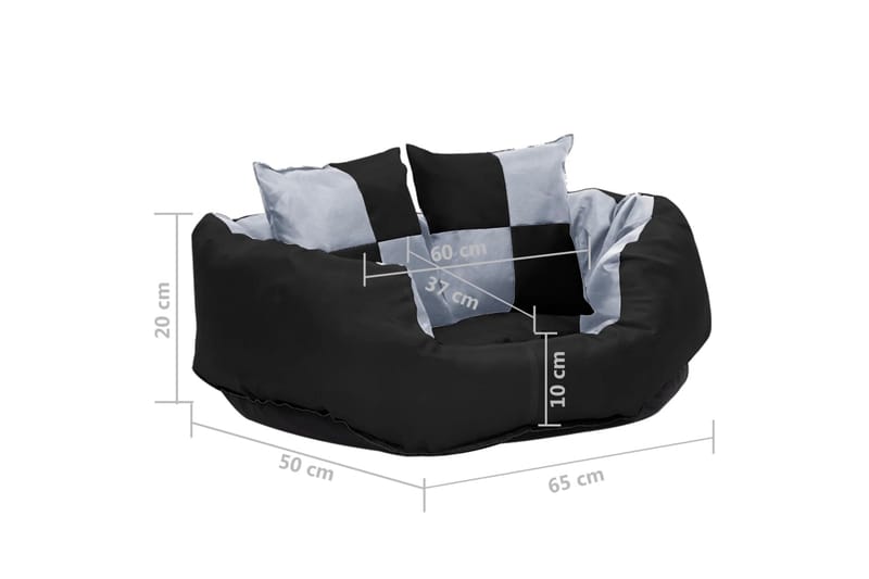 Kaksipuolinen pestävä koiran tyyny  65x50x20 cm - Harmaa - Urheilu & vapaa-aika - Eläimille - Koira - Koirien kalusteet - Koiran peti & koiran sänky