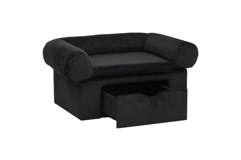 Koiran sohva vetolaatikolla musta 75x50x38 cm plyysi - Musta - Urheilu & vapaa-aika - Eläimille - Koira - Koirien kalusteet - Koiran peti & koiran sänky