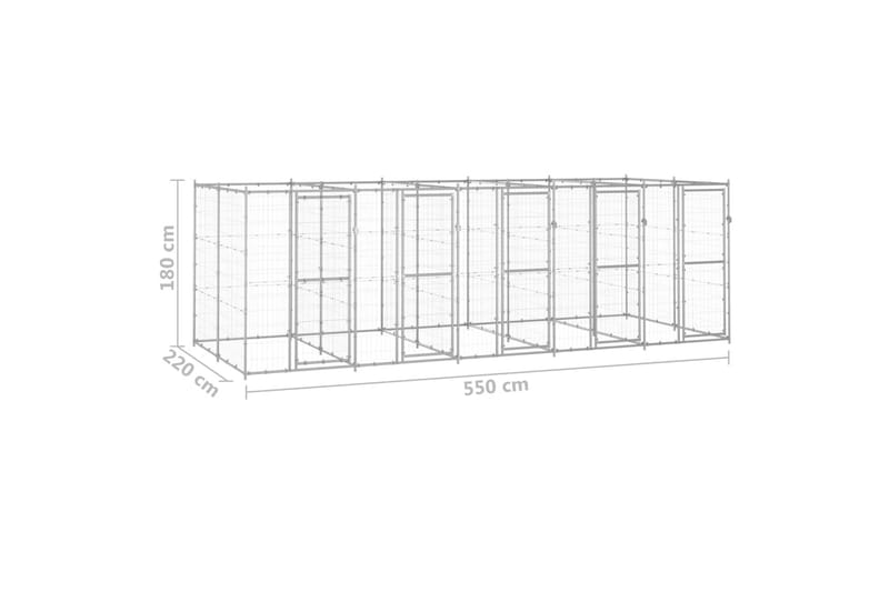 Koiran ulkohäkki galvanoitu teräs 12,1 m² - Koirien kalusteet - Koiraportti & koira-aitaus