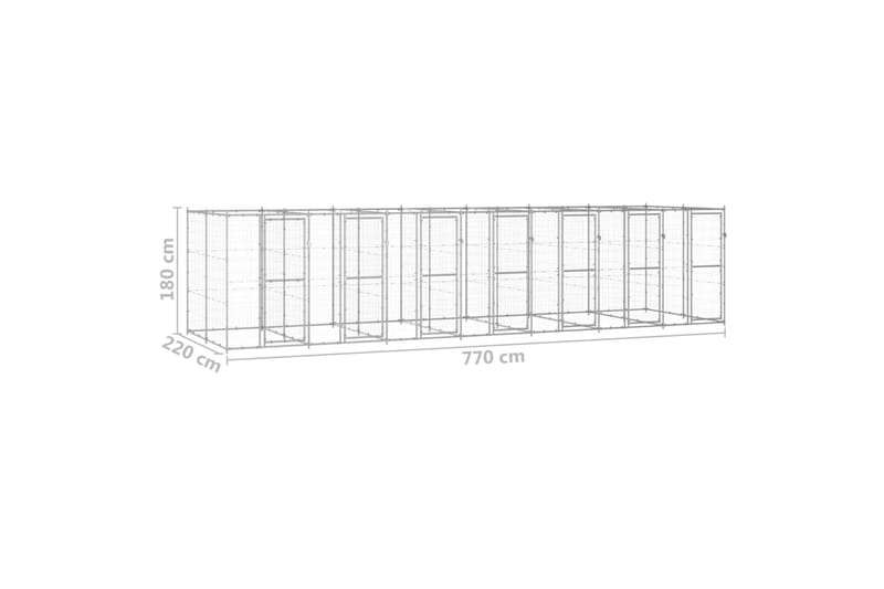 Koiran ulkohäkki galvanoitu teräs 16,94 m² - Koirien kalusteet - Koiraportti & koira-aitaus